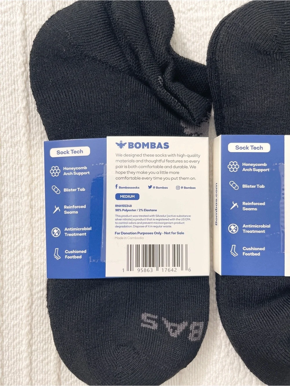 NWT Bombas Bundle 5 Pack Ankle Socks Size Medium